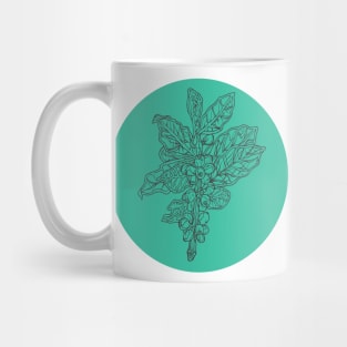 Coffee Plant Drawing - Floral Coffee Arabica Line Art Mug